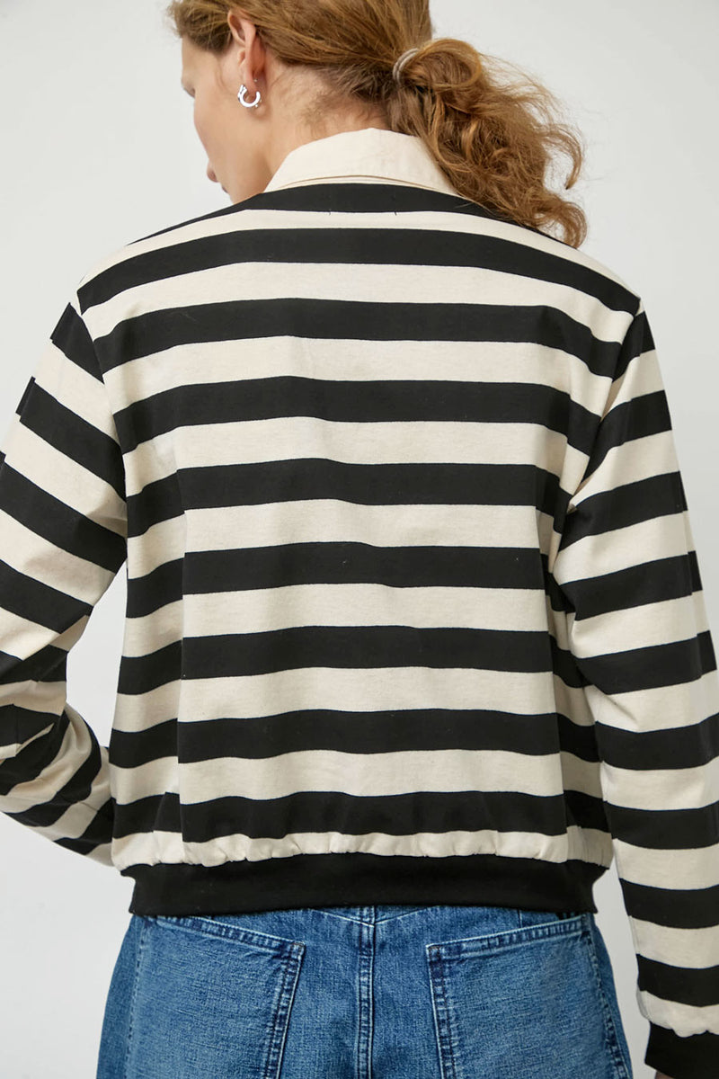 Tanaka Jersey Cardigan in Black Stripe