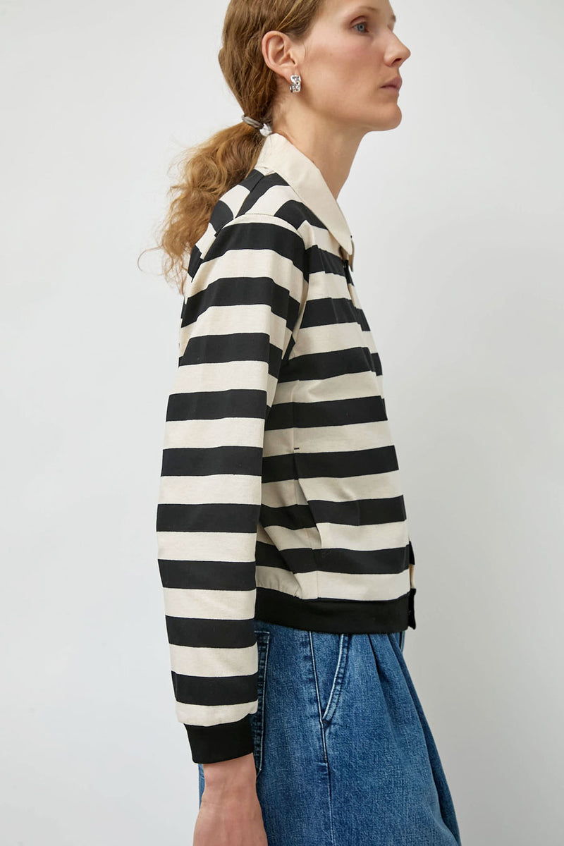 Tanaka Jersey Cardigan in Black Stripe