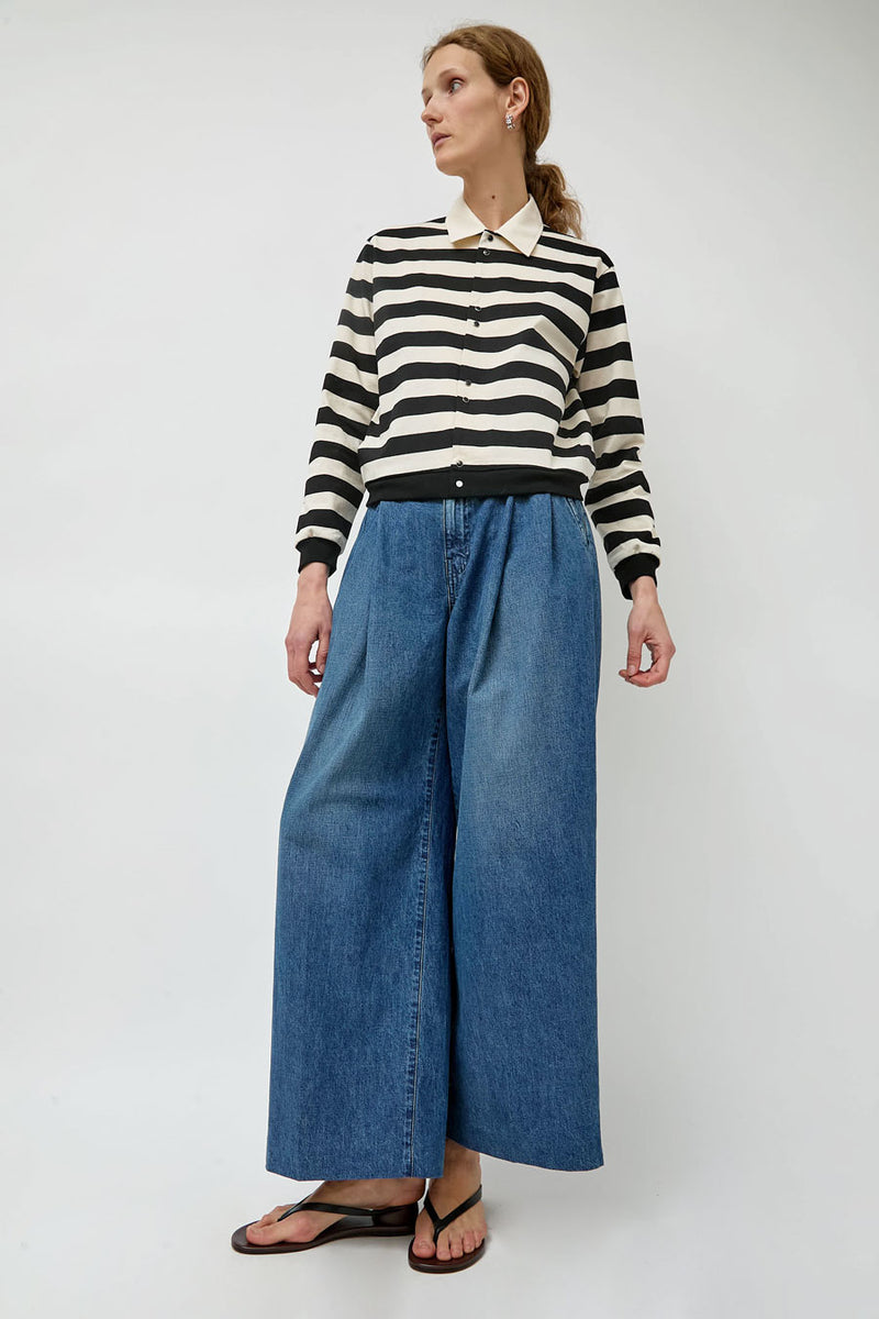 Tanaka Jersey Cardigan in Black Stripe
