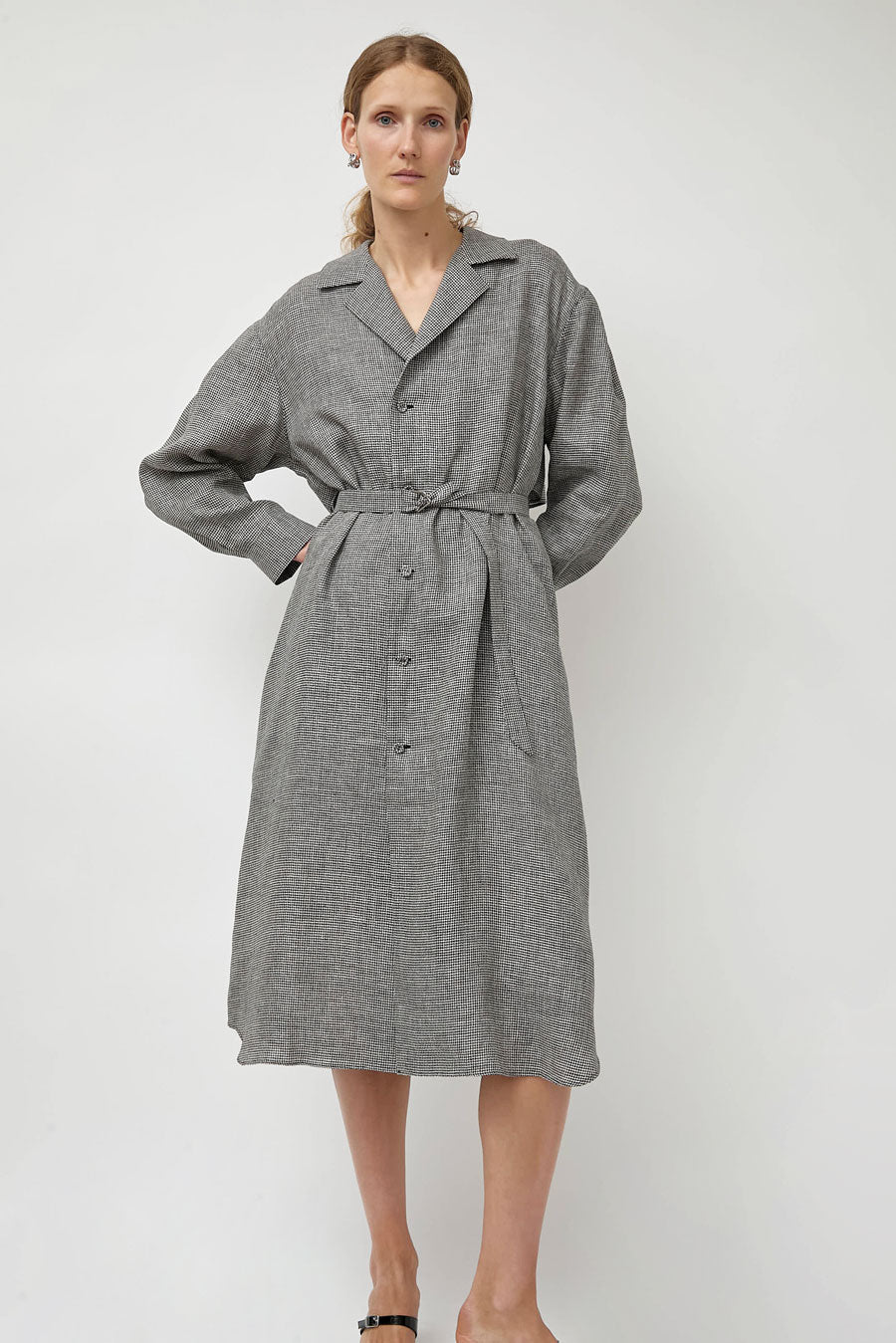 Tanaka Trench Dress in Houndstooth