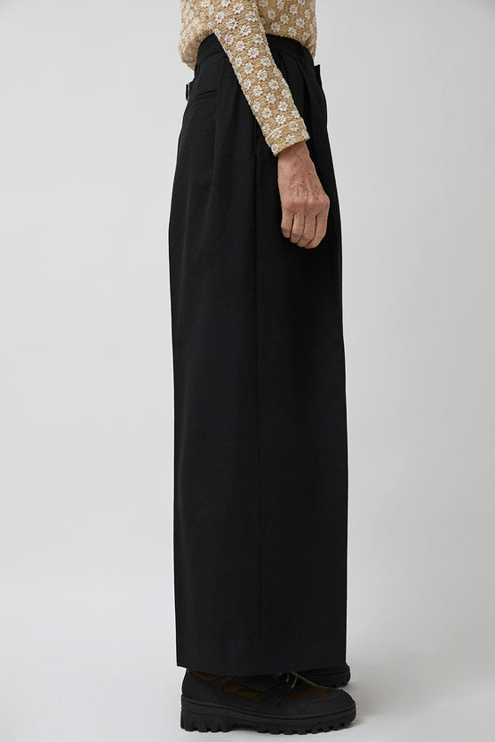 two tuck belt hakama wide slacks ブラック系 M セール】two tuck belt 'hakama' wide slacks / ツータック