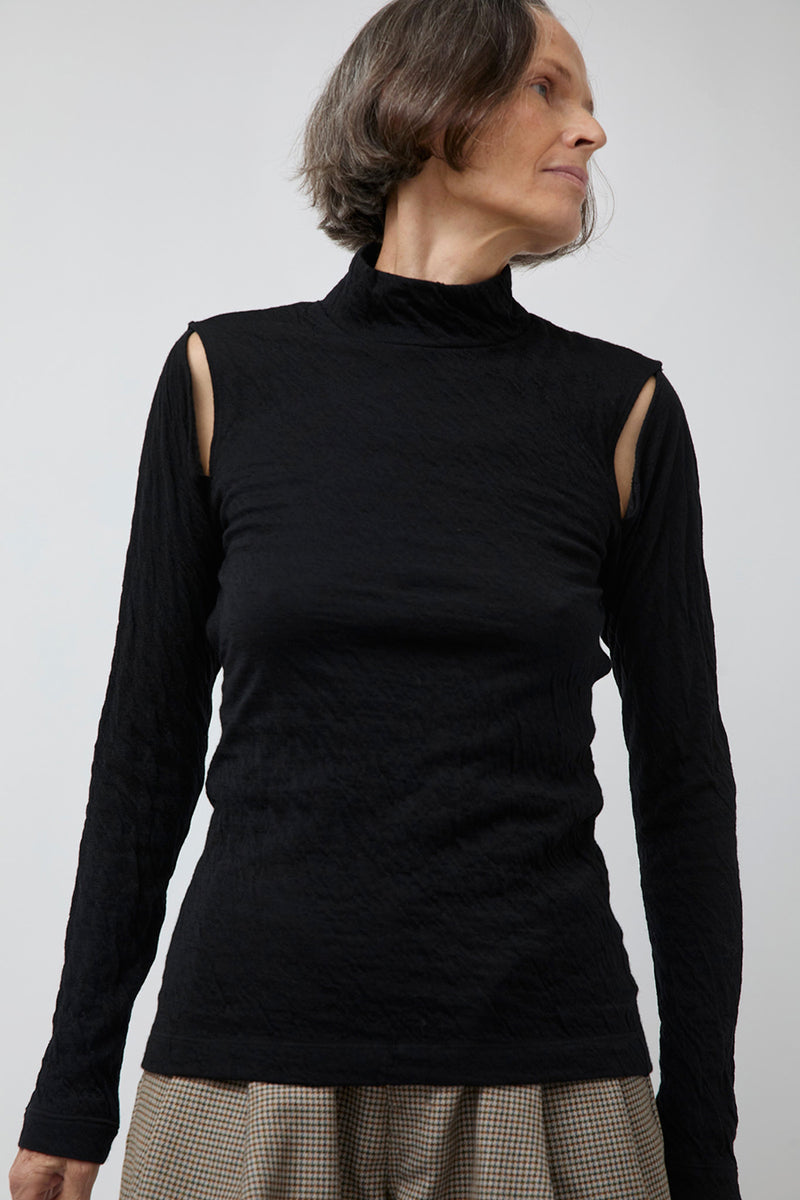 Tanaka High Neck Jersey Top in Black