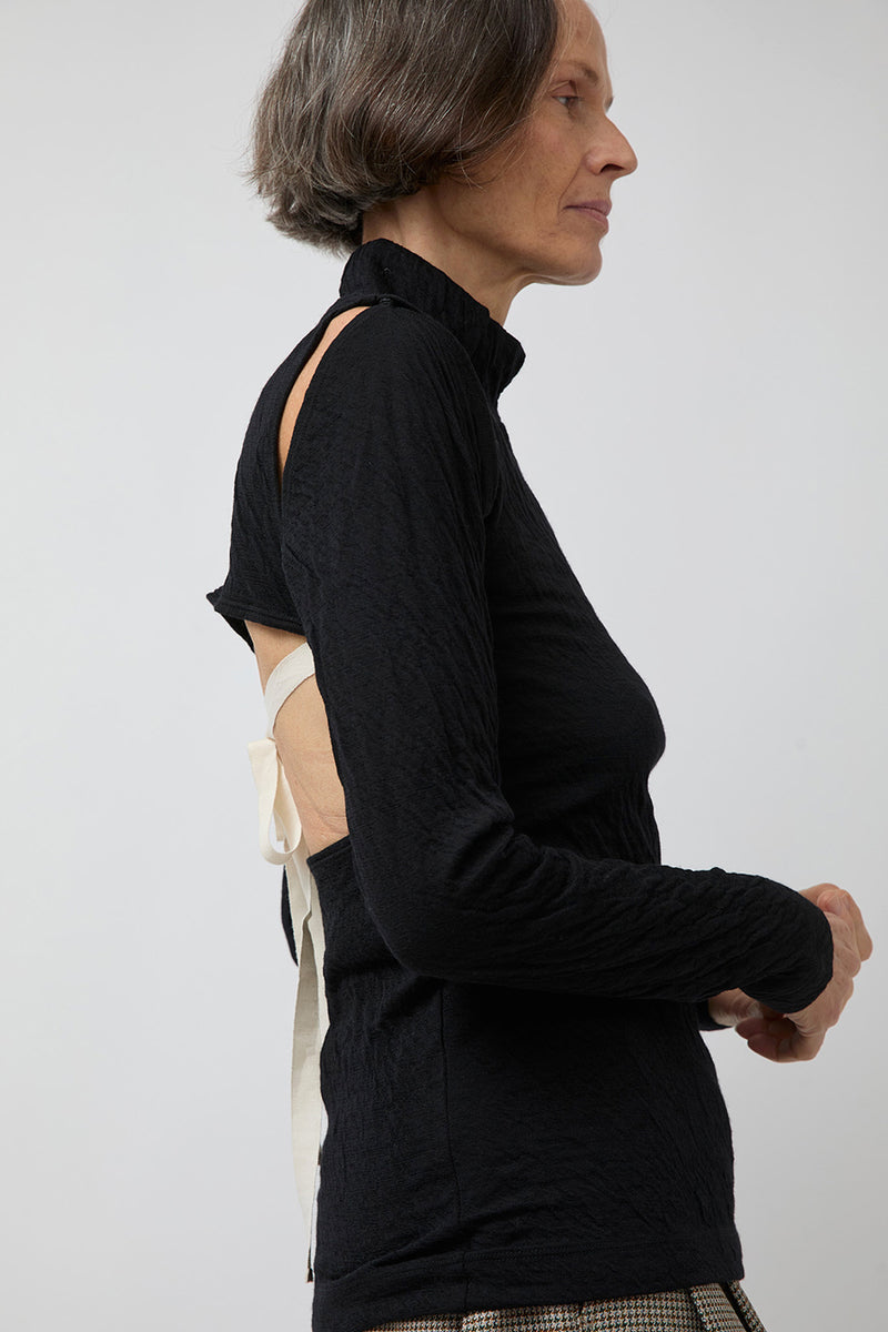 Tanaka High Neck Jersey Top in Black