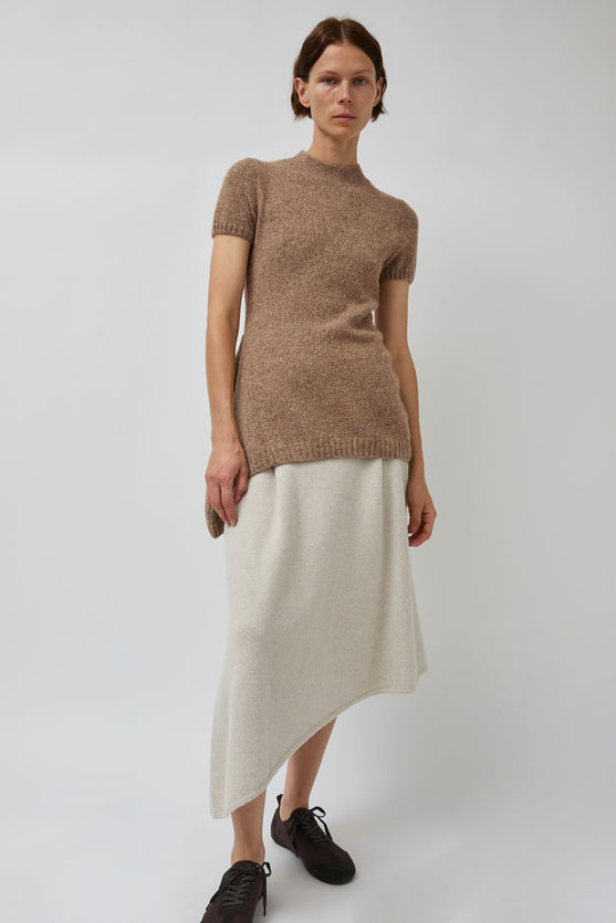 UMARMUNG Asymmetric Hem Half Sleeve Pullover in Bagel