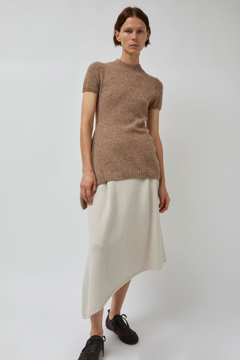 UMARMUNG Asymmetric Hem Half Sleeve Pullover in Bagel