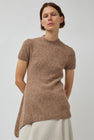 UMARMUNG Asymmetric Hem Half Sleeve Pullover in Bagel