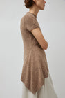 UMARMUNG Asymmetric Hem Half Sleeve Pullover in Bagel