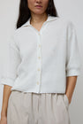 UMARMUNG Linen Boucle Crochet Shirt in White