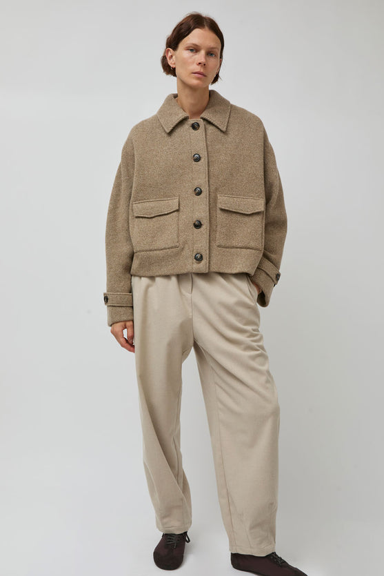 UMARMUNG Merino Knitted Trucker Jacket in Bagel