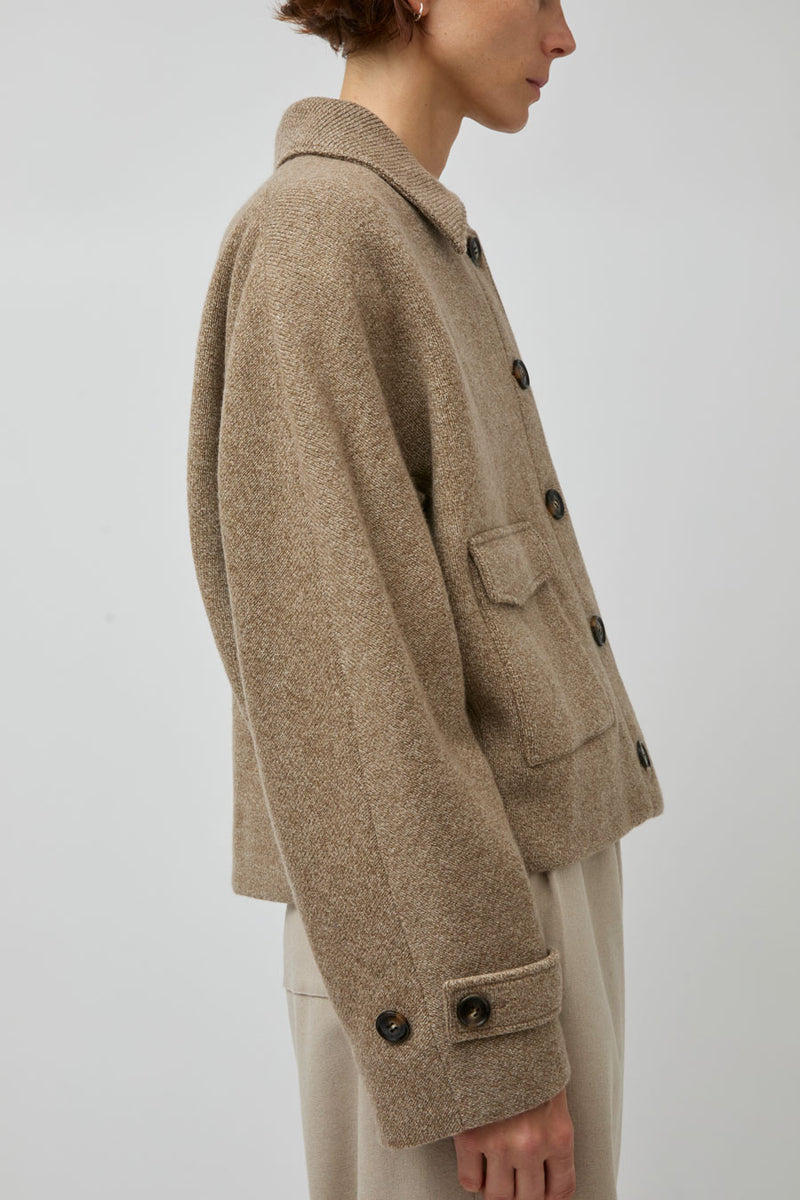 UMARMUNG Merino Knitted Trucker Jacket in Bagel