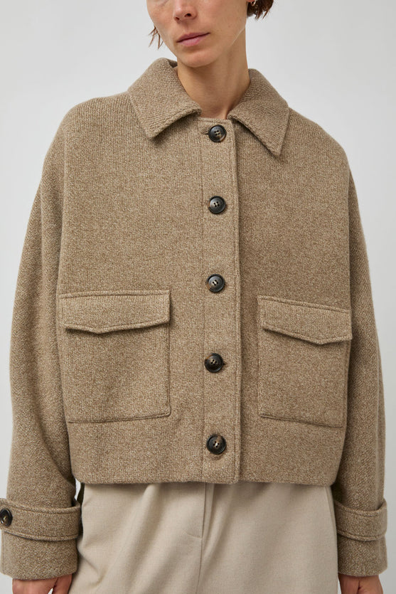 UMARMUNG Merino Knitted Trucker Jacket in Bagel