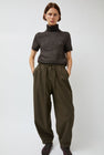 UMARMUNG Wool Flannel Oval Silhouette Pants in Dark Olive