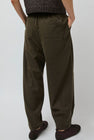 UMARMUNG Wool Flannel Oval Silhouette Pants in Dark Olive