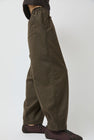 UMARMUNG Wool Flannel Oval Silhouette Pants in Dark Olive
