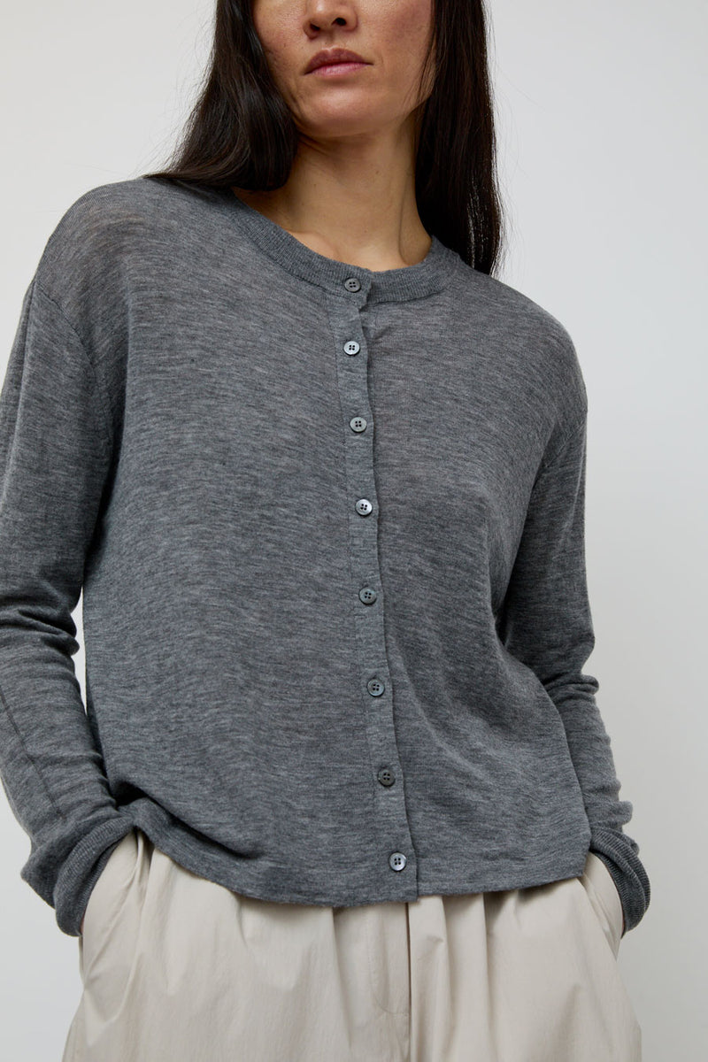 UMARMUNG Weightless Wool Two Way Cardigan in Heather Grey