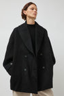 UMARMUNG Wool Alpaca Shawl Collar Half Coat in Black