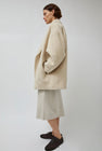 UMARMUNG Wool Alpaca Shawl Collar Half Coat in Cream