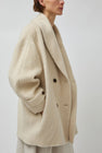 UMARMUNG Wool Alpaca Shawl Collar Half Coat in Cream