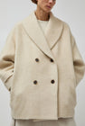 UMARMUNG Wool Alpaca Shawl Collar Half Coat in Cream