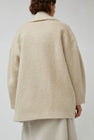 UMARMUNG Wool Alpaca Shawl Collar Half Coat in Cream