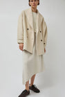 UMARMUNG Wool Alpaca Shawl Collar Half Coat in Cream