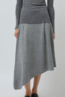 UMARMUNG Wool Cashmere Asymmetric Hem Skirt in Heather Grey