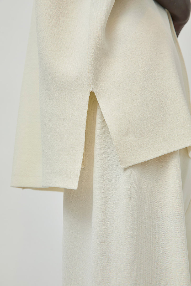 UMARMUNG Double Faced Crew Neck Pullover in Ivory