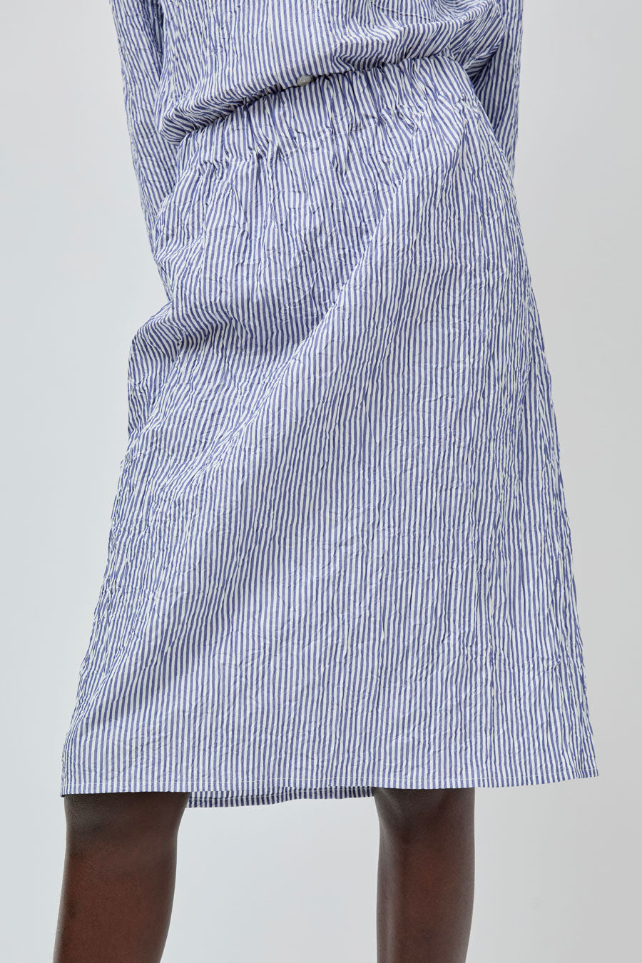 Vladimir Karaleev Basic Skirt in Blue Stripe
