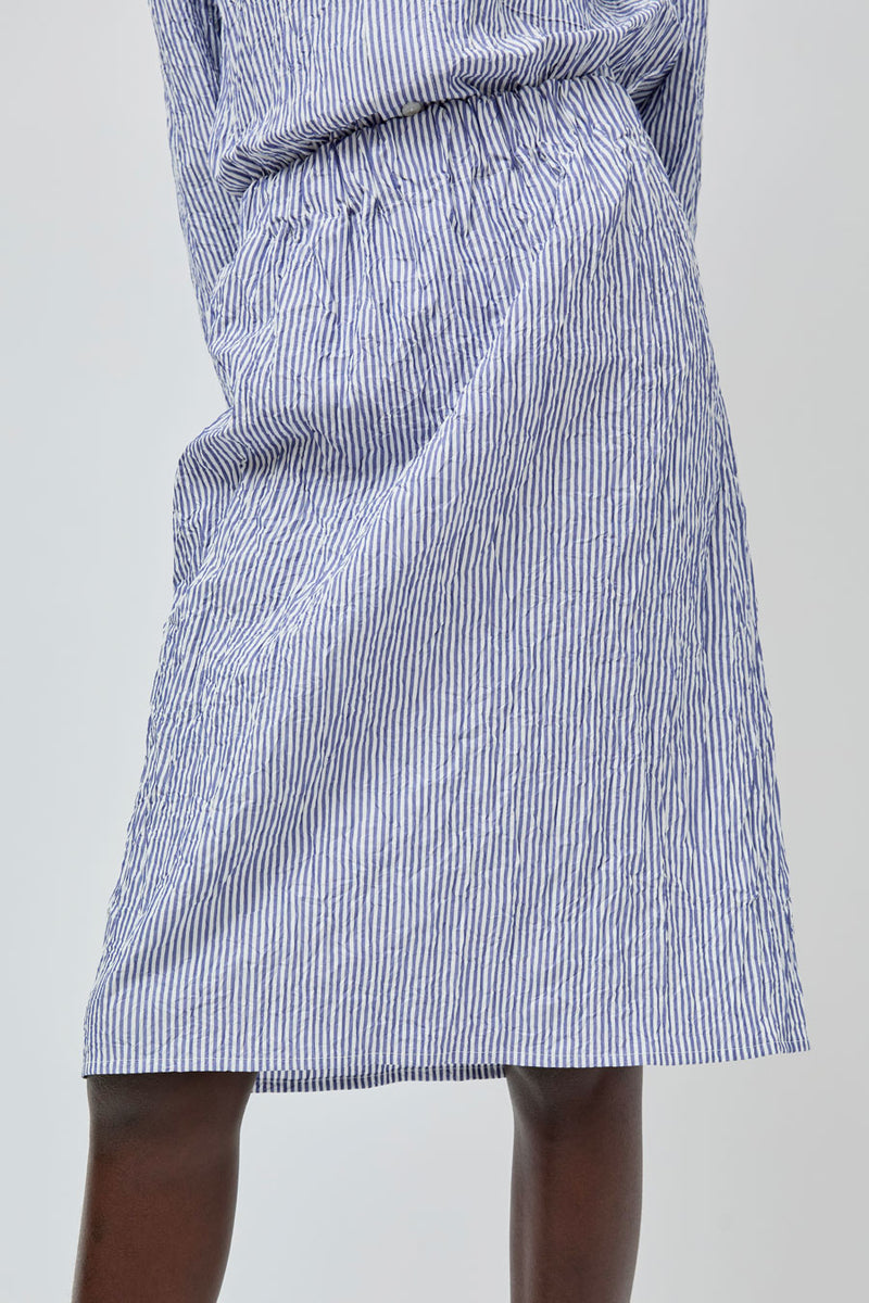 Vladimir Karaleev Basic Skirt in Blue Stripe