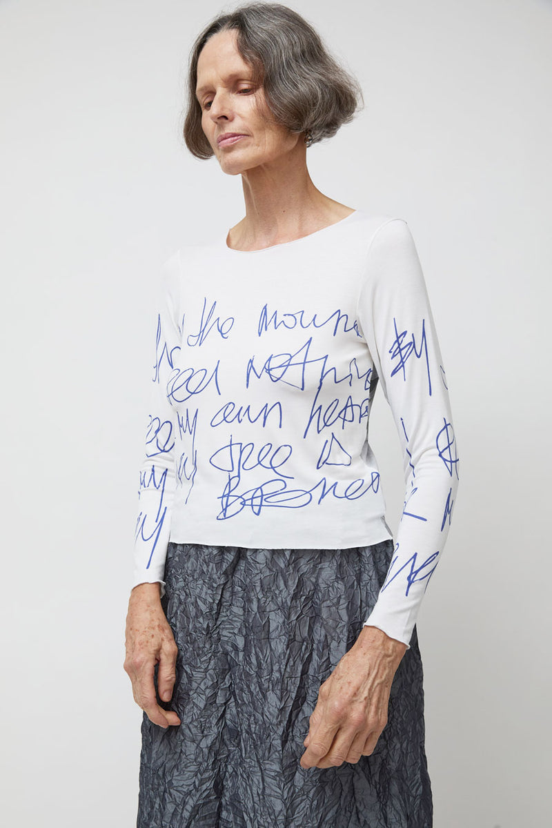 Vladimir Karaleev Long Sleeve Print Top in Mount