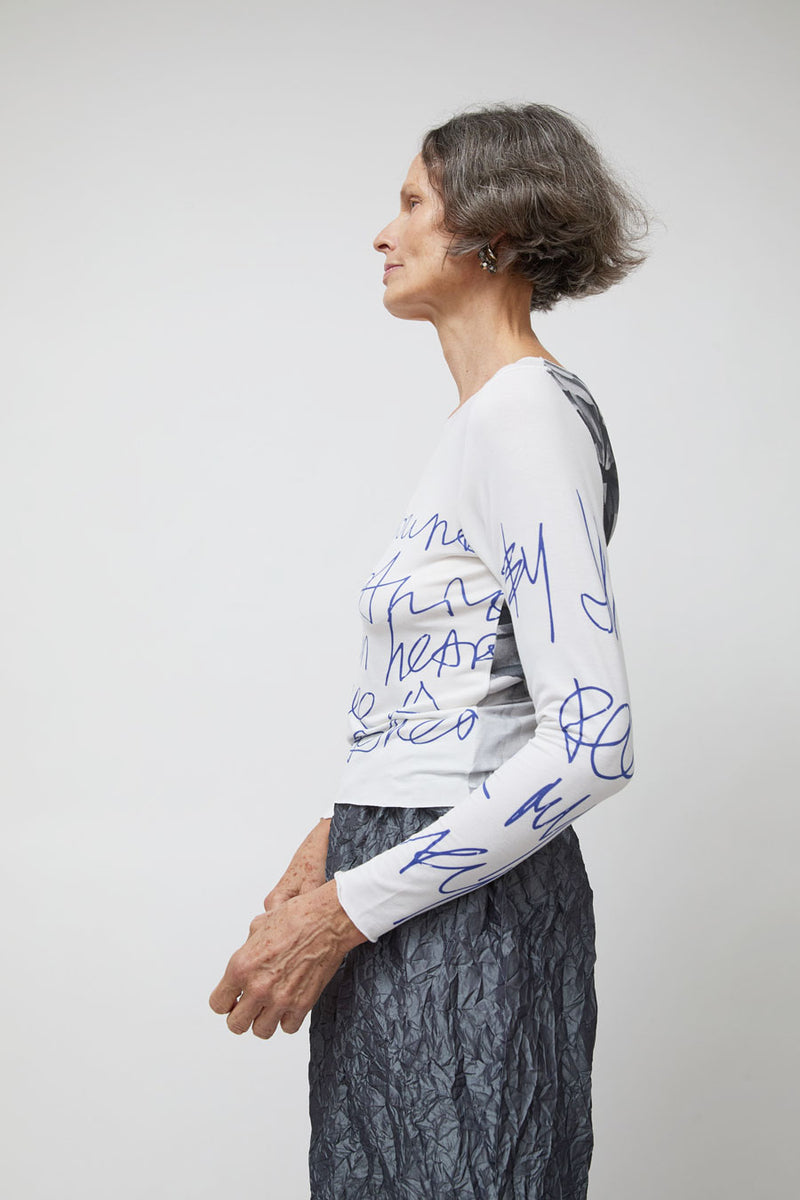 Vladimir Karaleev Long Sleeve Print Top in Mount