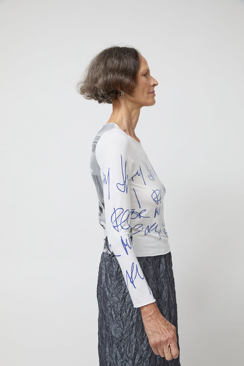 Vladimir Karaleev Long Sleeve Print Top in Mount