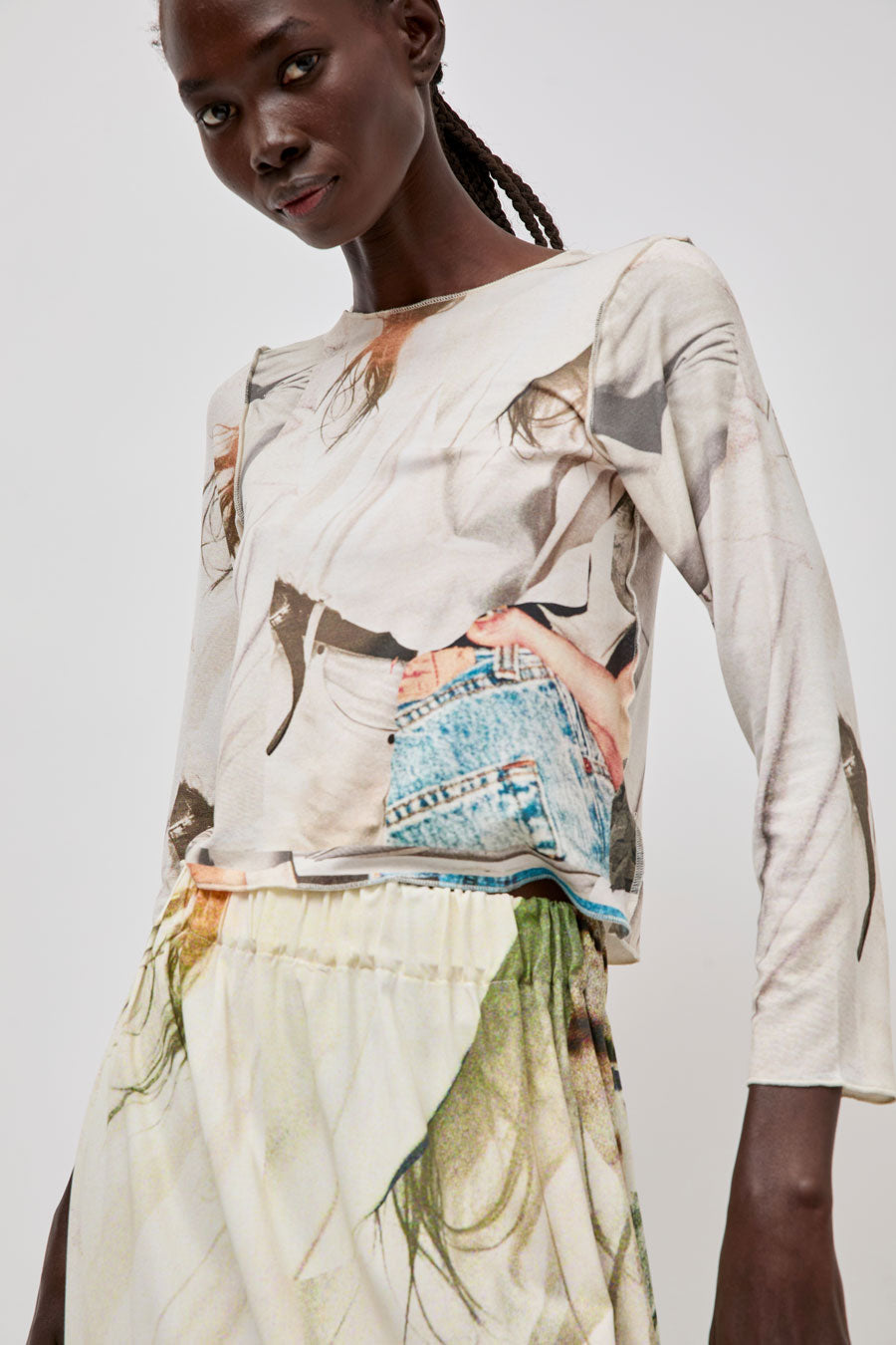 Vladimir Karaleev Long Sleeve Top in Abstract Print