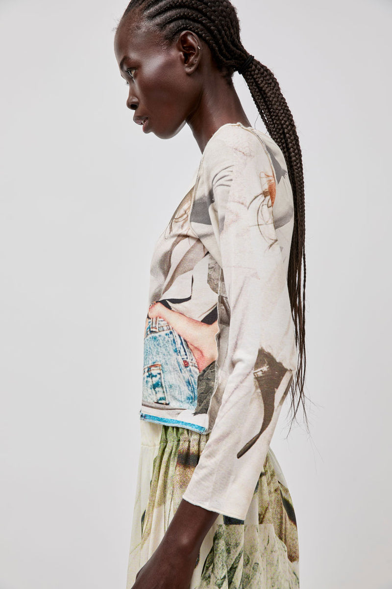 Vladimir Karaleev Long Sleeve Top in Abstract Print