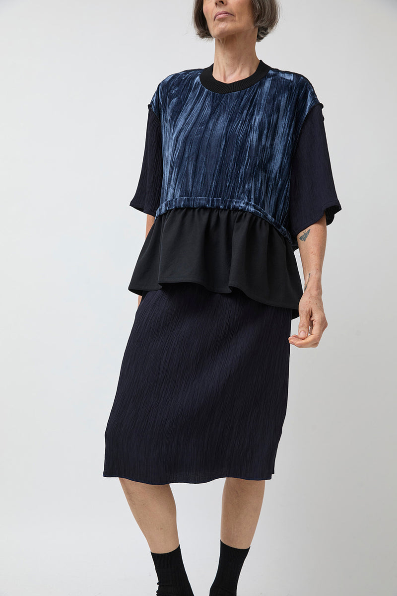 Vladimir Karaleev Pleated Skirt in Navy