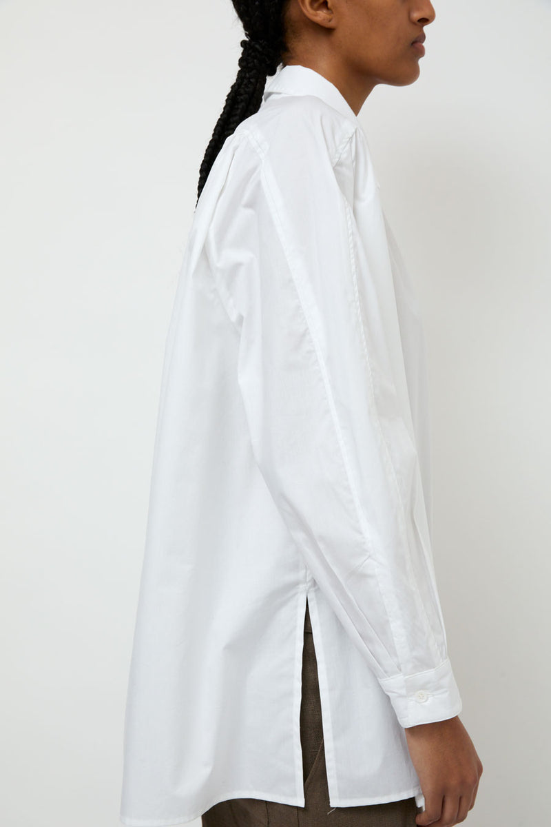 Wanze Gathered Button Shirt in White