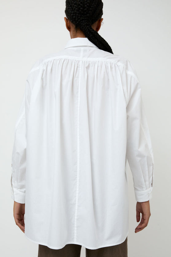 Wanze Gathered Button Shirt in White