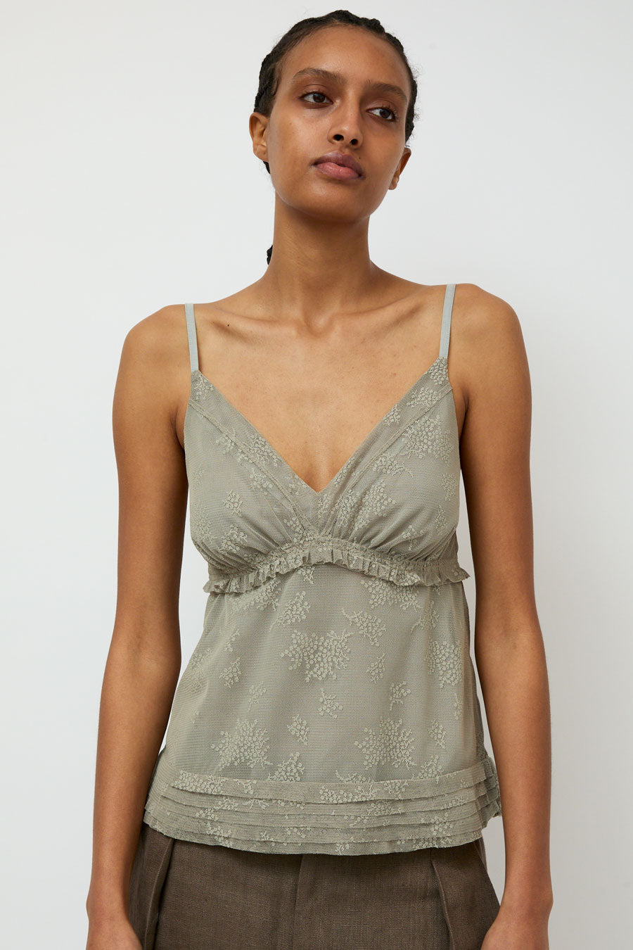 Wanze V Neck Camisole Tank in Jade