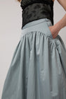 Wanze Long Gathered Skirt in Silver Blue