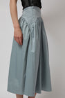 Wanze Long Gathered Skirt in Silver Blue