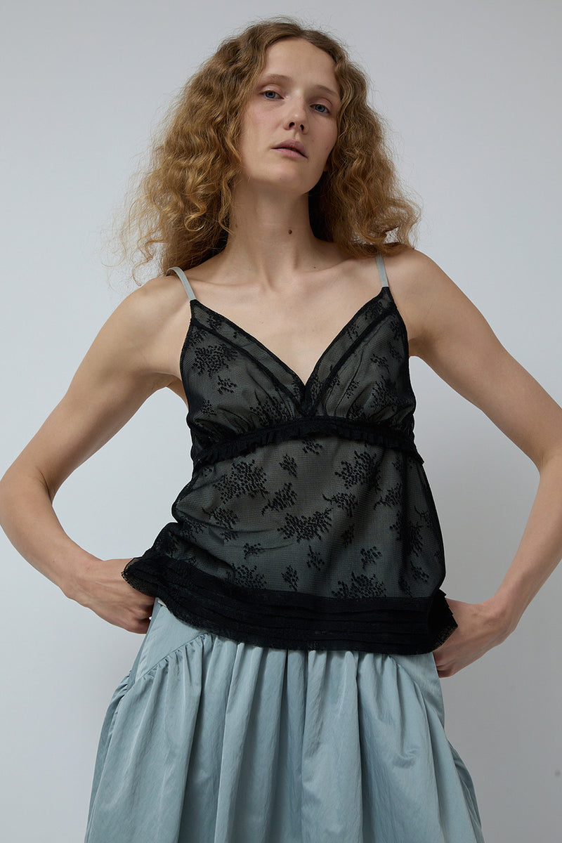 Wanze V Neck Camisole Tank in Black