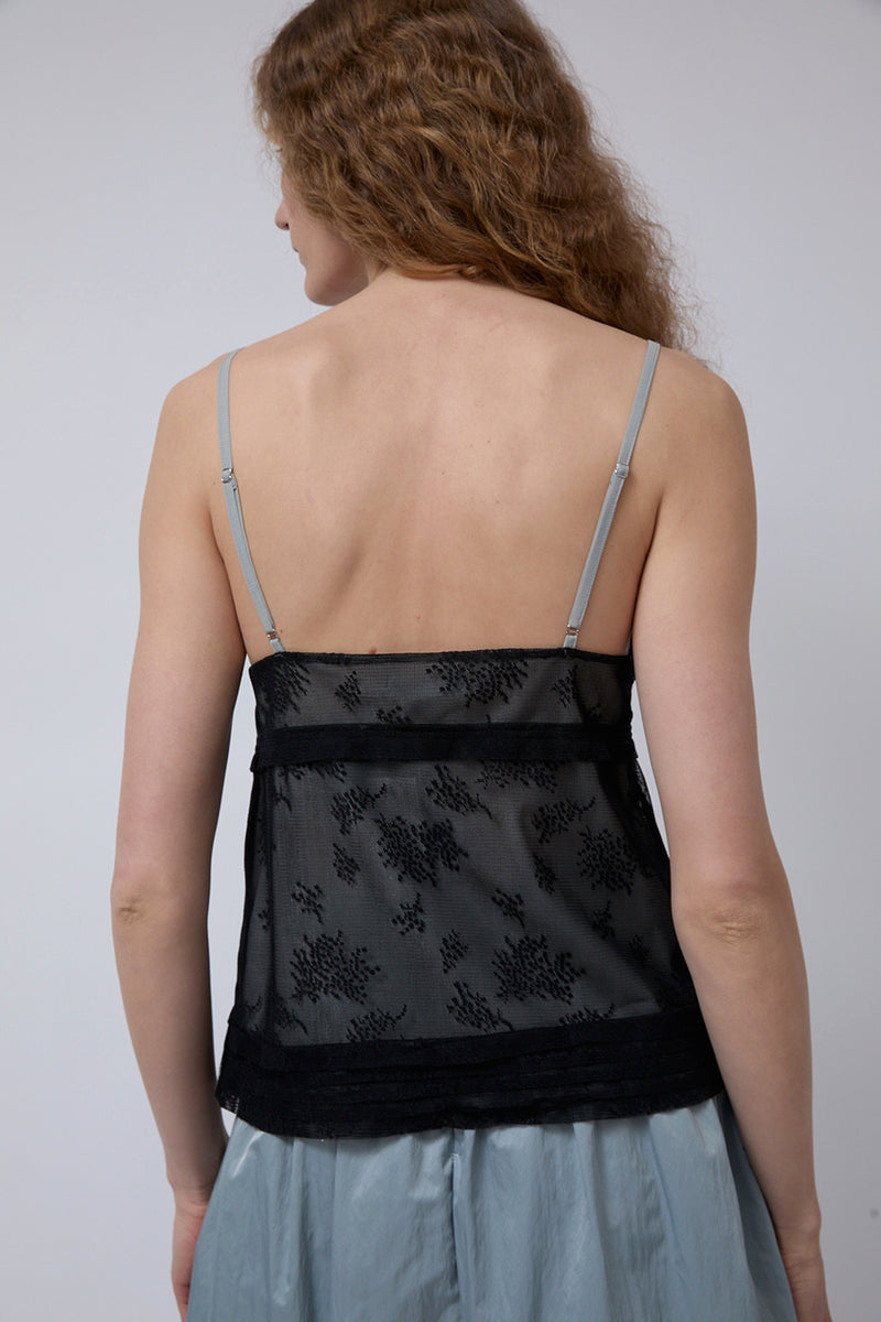 Wanze V Neck Camisole Tank in Black