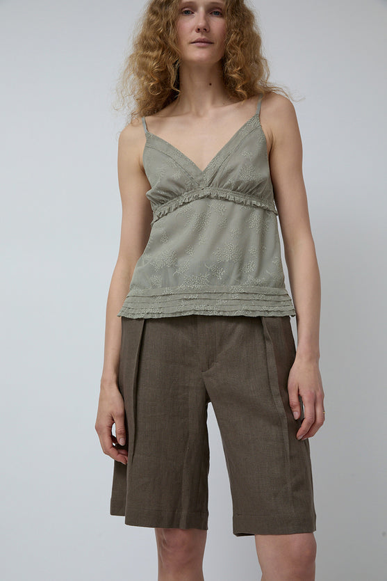 Wanze V Neck Camisole Tank in Jade