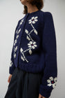 YMC Atomic Flower Cardigan in Navy