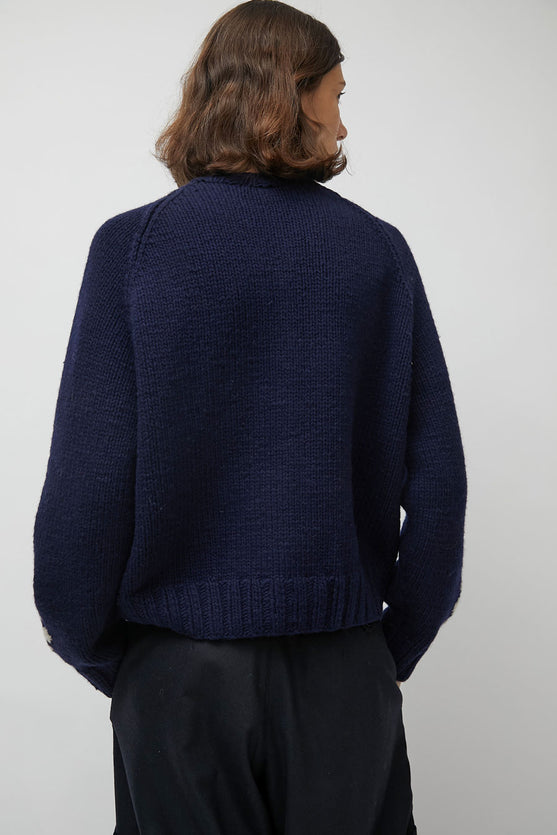 YMC Atomic Flower Cardigan in Navy