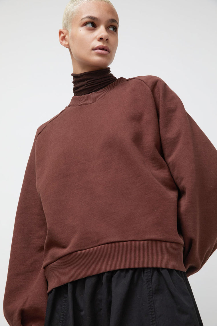 YMC Bellow Sleeve Sweatshirt in Dark Brown