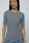 YMC Charlotte Short Sleeve Top in Navy and White