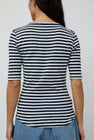 YMC Charlotte Short Sleeve Top in Navy and White