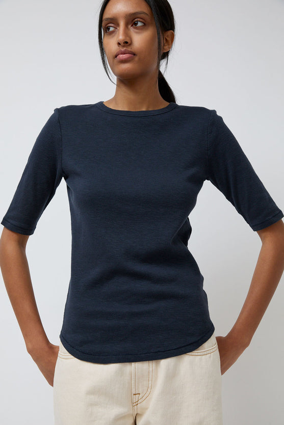 YMC Charlotte Short Sleeve Top in Navy