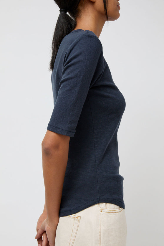 YMC Charlotte Short Sleeve Top in Navy